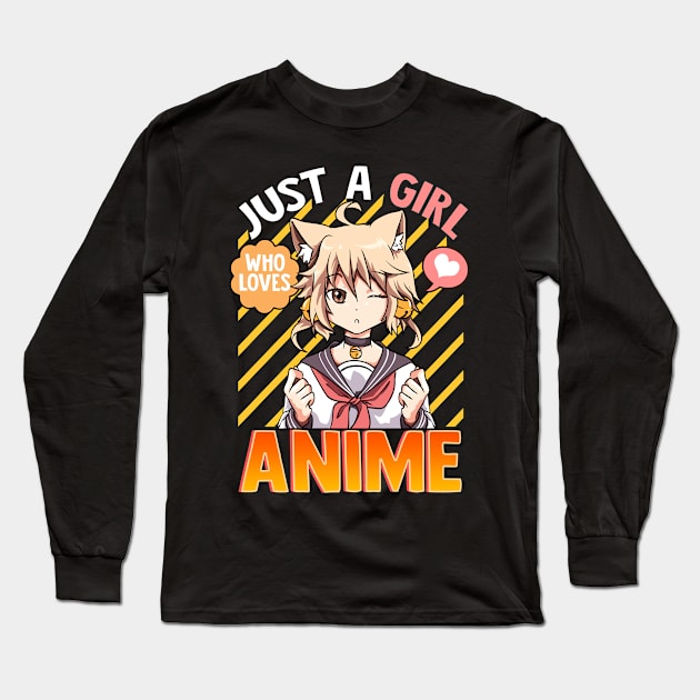 Cute & Funny Just A Girl Who Loves Anime Long Sleeve T-Shirt by theperfectpresents